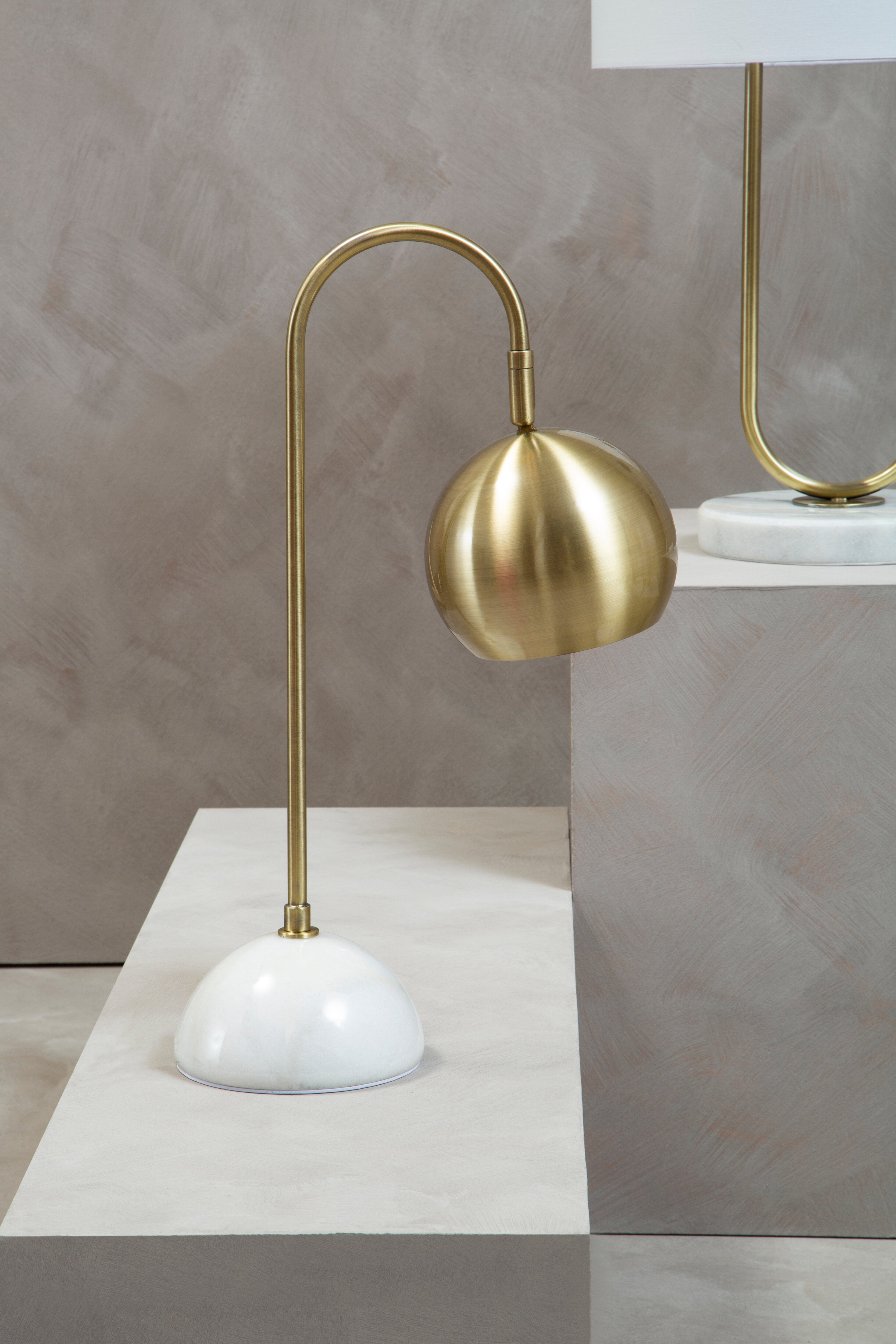 Clyde Gold Globe Shaped & White Marble Table Lamp